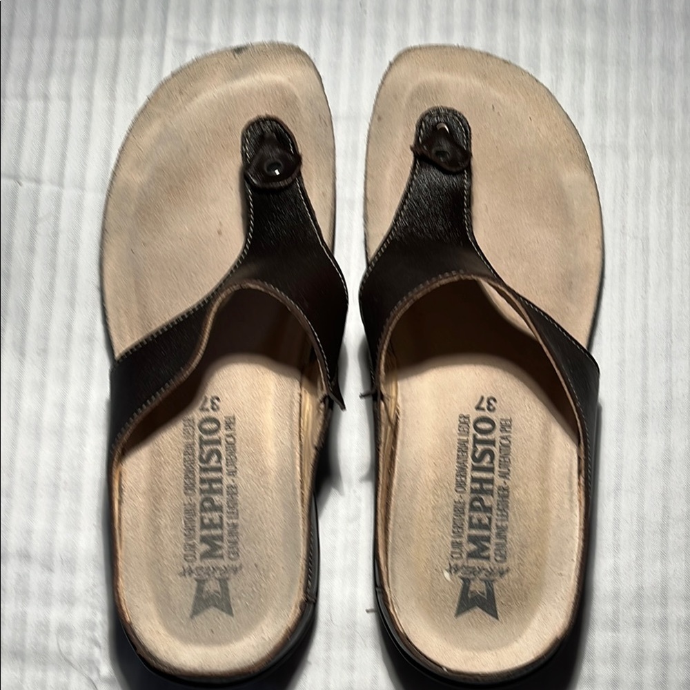 Mephisto Black Leather Sandals